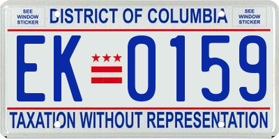 DC license plate EK0159