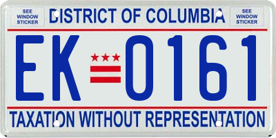 DC license plate EK0161