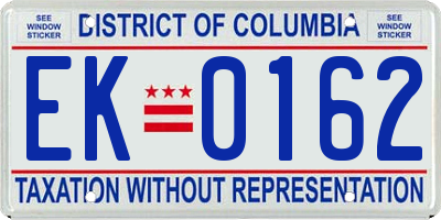 DC license plate EK0162