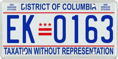 DC license plate EK0163