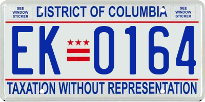 DC license plate EK0164