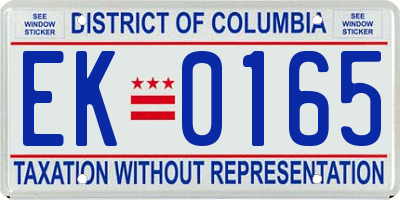 DC license plate EK0165