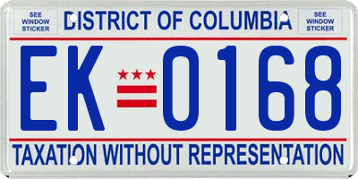 DC license plate EK0168