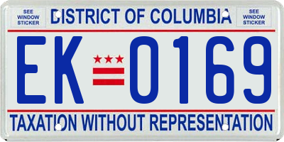 DC license plate EK0169