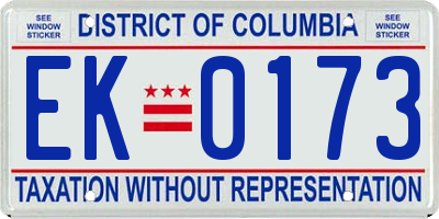 DC license plate EK0173