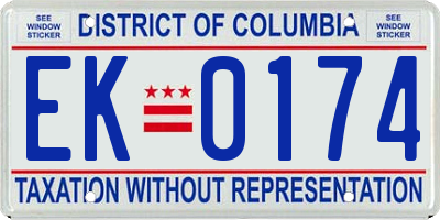 DC license plate EK0174