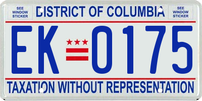 DC license plate EK0175