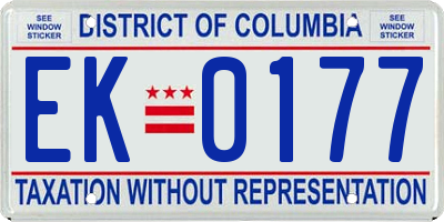 DC license plate EK0177