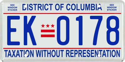 DC license plate EK0178