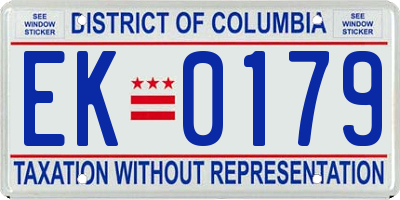 DC license plate EK0179