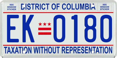 DC license plate EK0180