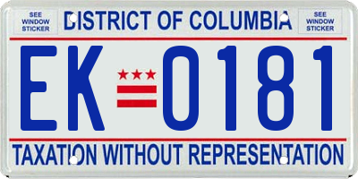 DC license plate EK0181