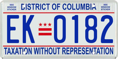 DC license plate EK0182