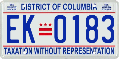 DC license plate EK0183