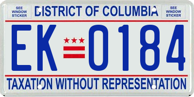 DC license plate EK0184