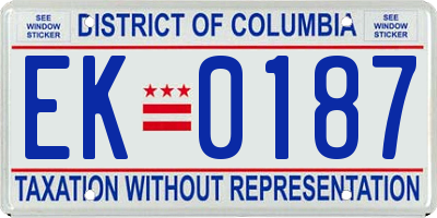 DC license plate EK0187