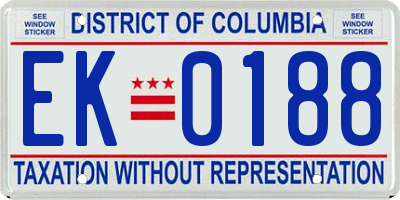 DC license plate EK0188