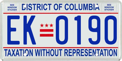 DC license plate EK0190