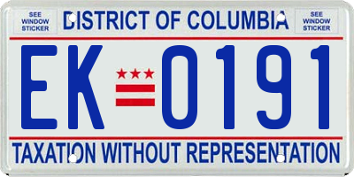 DC license plate EK0191