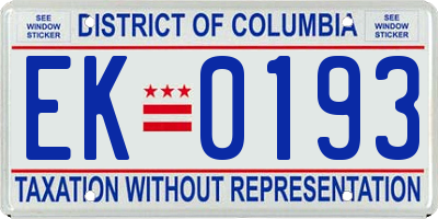 DC license plate EK0193