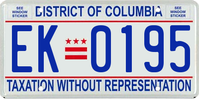 DC license plate EK0195