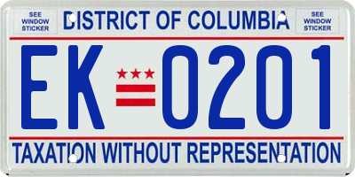 DC license plate EK0201