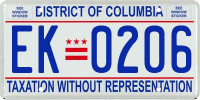 DC license plate EK0206