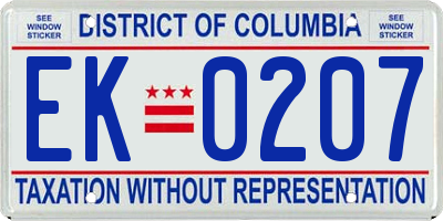 DC license plate EK0207