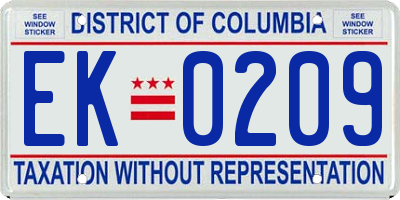 DC license plate EK0209