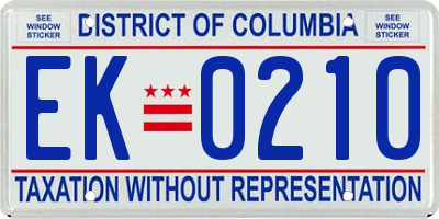 DC license plate EK0210