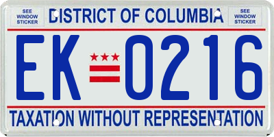 DC license plate EK0216