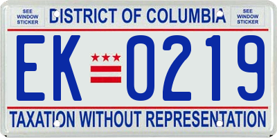 DC license plate EK0219