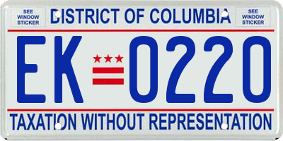 DC license plate EK0220