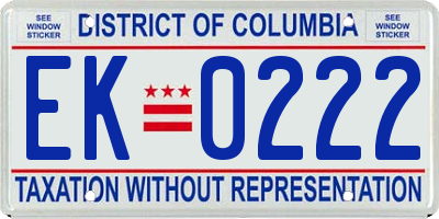 DC license plate EK0222