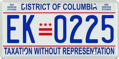 DC license plate EK0225