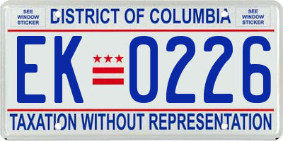 DC license plate EK0226