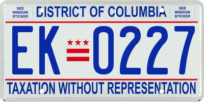 DC license plate EK0227