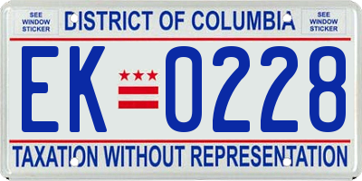 DC license plate EK0228