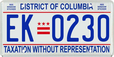 DC license plate EK0230