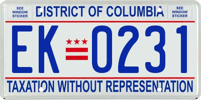 DC license plate EK0231