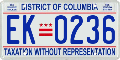 DC license plate EK0236