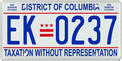 DC license plate EK0237