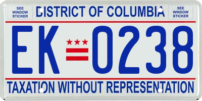 DC license plate EK0238