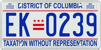 DC license plate EK0239