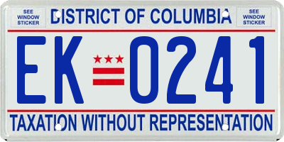 DC license plate EK0241