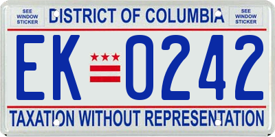 DC license plate EK0242