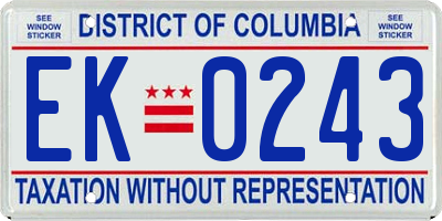 DC license plate EK0243