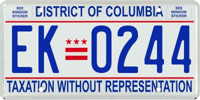 DC license plate EK0244