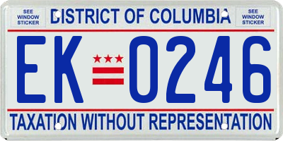 DC license plate EK0246