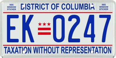 DC license plate EK0247